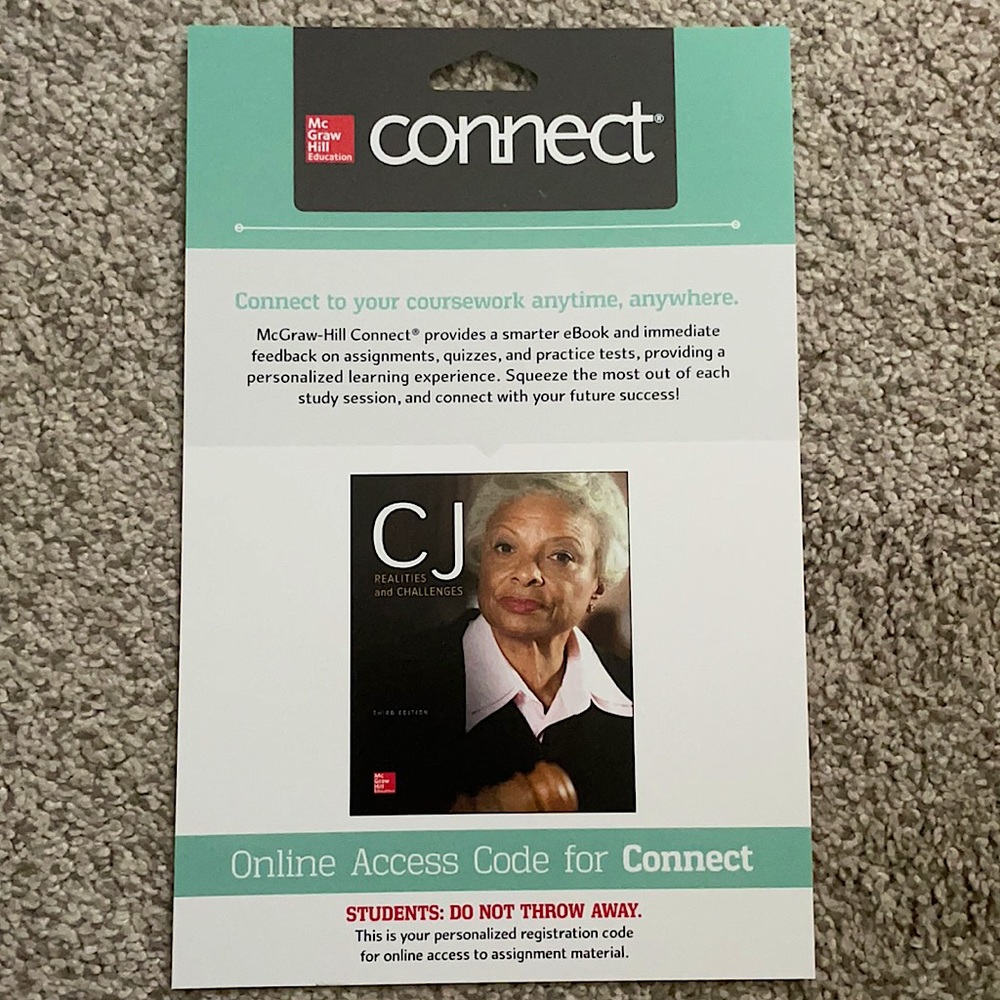 Online Code for Connect- Criminal Justice course